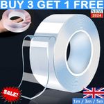 Heavy Duty Double-Sided Nano Tape Reusable Strong Stick Mounting Gel Clear UK