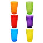 Luminarc Tumbler Drinking Glass Flower Design Coloured Set of 6 250ml Drinkware