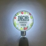 Brand New Inches Cider Beer Badge! Inches Cider Pump Badge! Frog Eye Lens