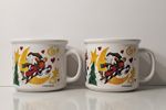 Vintage David Wohlrab Angel Moose Flying Christmas Mugs 2 Cups 14 Oz 