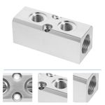 Pneumatic Air Compressor Manifold Fitting Silver Durable Zinc Alloy Block