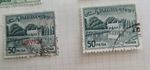2 x Pakistan 50 Paisa Postage Stamps One with SERVICE Overprint, c 1963 - Used