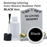 RESTORING LETTERING GRAVE MASONRY HEADSTONE PAINT BLACK GLOSS 30ML