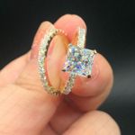 2.48Ctw Princess Cut Moissanite Bridal Engagement Ring In 14K Yellow Gold Plated