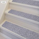 15 Pcs Stair Treads Carpet/Mats Non-Slip Self Adhesive Tape 8 x 30" w/TPR Gray