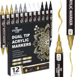 STATIONERY ISLAND Acrylic Paint Pens 12 PCS, Golden, 1 count (Pack of 12) 