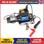 Recovery Winch 12V 4500LB Waterproof Controller Blue Rope Off Road Vehicle Kit