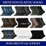 6 & 12 Pairs Mens Non Elastic Diabetic Socks Loose Soft Grip Top Adults UK 6-11
