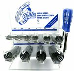 100 x Jubilee Hose Clips with Dispenser Rack Stand and 3 Flexible Drivers Clamp