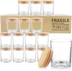 12 Pack 7oz Clear Glass Candle Jars with Bamboo Lids Candle Making Empty UK