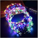 10-50pcs LED Light Up Flower Floral Headband Crown Garland Xmas Wedding