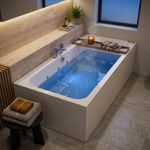 Bathroom City Double Ended Whirlpool Spa Bath 1800 x 900mm 8 Chrome Jets Vernwy