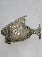 Antique Spanish Fish Salt Shaker Silver Plated