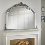 Overmantle Mirror Richmond Arched Shape Antique Silver Frame-H 91cmxL122cmxW 5cm