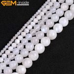 Semi-Precious Natural Blue Rainbow Flash Moonstone Gemstone Round Beads 15”