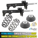 VAUXHALL CORSA D FRONT SHOCK ABSORBERS COIL SPRINGS STRUT TOP MOUNTS PETROL CARS
