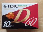 10 x TDK D60 NORMAL POSITION TYPE I DYNAMIC HIGH OUTPUT LOW NOISE CASSETTE BOXED