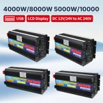 2000W 3000W 4000W 5000W Power Inverter 12V 24V to 240V Converter Camping Trip