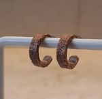 Handmade Hammered Copper Hoop Earrings 14mm Mens Womens 7th Anniversary Gift 4mm
