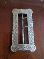 Antique Victorian Sterling Silver British Belt Buckle Ornate Celtic Design C1897