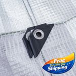 Clear Reinforced Tarpaulin 100/350 GSM Waterproof Transparent Cover Ground Sheet