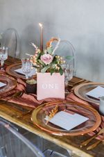 Set of 6 Rose Gold Rim Glass Charger Plate Wedding Christmas Party Events 13” 