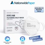 FFP3 NR N95 RESPIRATOR FACE MASK, VIRUS, POLLEN, DUST, 20 PCS EACH SEALED White