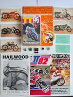 Isle of Man TT various memorabilia 70s/80s/90s Postcards/Mags/Badges+Book&Video 