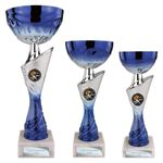 BLUE+SILVER CLASSIC CUP  TROPHY AWARD 3 SIZES FREE ENGRAVING