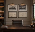 Framed Motorsport Print Set of 4 – Mercedes-Benz & Jaguar Blueprints & Photos