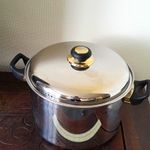Stainless Steel Stockpot 2-6L with Lid Double Handles Silver/Black 20cm