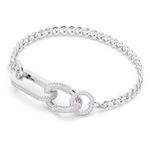 Dextera bracelet Pavé, Mixed links, White, Rhodium plated 5642597