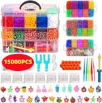 15000Pcs Kit Box+ Rubber Loom Bands Children Mult-color Make Woven Bracelet DIY