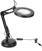 10X LED Magnifying 3 Color Adjustable Swing Arm Nail Light for Desk (Black)