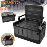 60L Fishing Tackle Box Chair 2in1 Folding Camping Storage Box Outdoor Hiking UK