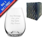 Personalised Engraved Stemless Wine Solutions Bordeaux Glass 15oz, Gift Boxed