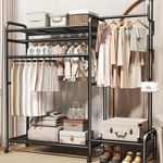 Clothes Rail 120Kg Load Clothes Rack Shelfs Shoe Rack Display Stand Heavy Duty