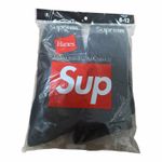 Supreme X Hanes Crew Socks - Black, 4 Pack, Size 6-12