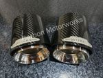 2 x MINI F54 F55 F56 F57 F60 Carbon Silver Exhaust Tips JCW