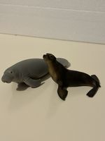 Schleich Manatee (Model 14839) & Sea Lion Collectible Animal Figures Bundle