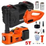 Electric Car Jack Kit 5T 12V Hydraulic with Impact Wrench and Tire Inflator Pump
