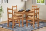 Corona Dining Table and 4 Chairs Budget Set Mexican Pine Solid Wooden Kitchen