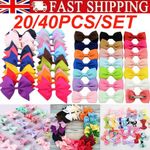 40PCS Baby Girls kids Ribbon Bow Alligator Hair Clip Cute Bows Clips School Pair