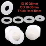 White Silicone Rubber Flat Washers High Temp O-Ring Seals Gaskets Thick 1mm-5mm