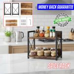 Coffee Station Organizer Wooden Kitchen Countertop Organizer 2 Tier Spice Rack