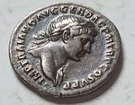 Trajan AR Denarius  107 AD  rev Victory naked to waist exceptional coin