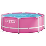 INTEX Metal Frame Above Ground Swimming Pool Pink 244 x 76 cm, Round Modern Meta