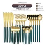 30X CUTLERY DINNER SET STAINLESS STEEL METAL TABLEWARE FORKS TEA SPOONS POLISH