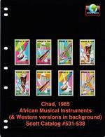 $7.15 Scott Value - 1985 CHAD Musical Instruments African scarcer CV MNH NH UMM