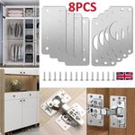 4/8Pcs Kitchen Cupboard Door Hinge Repair Kit Plate Fixing Screws Cabinet Hinge